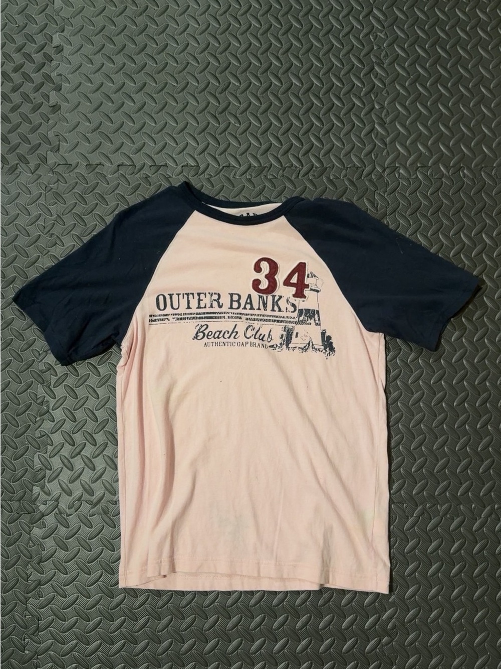 GAP Pink & Navy Raglan Beach Club Tee